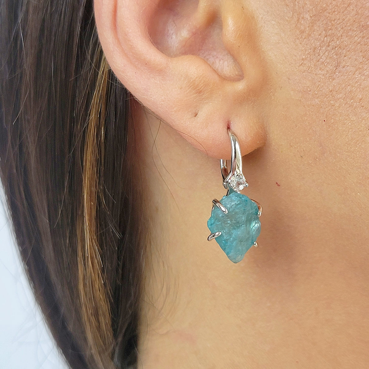 Raw Blue Apatite Jewelry Set