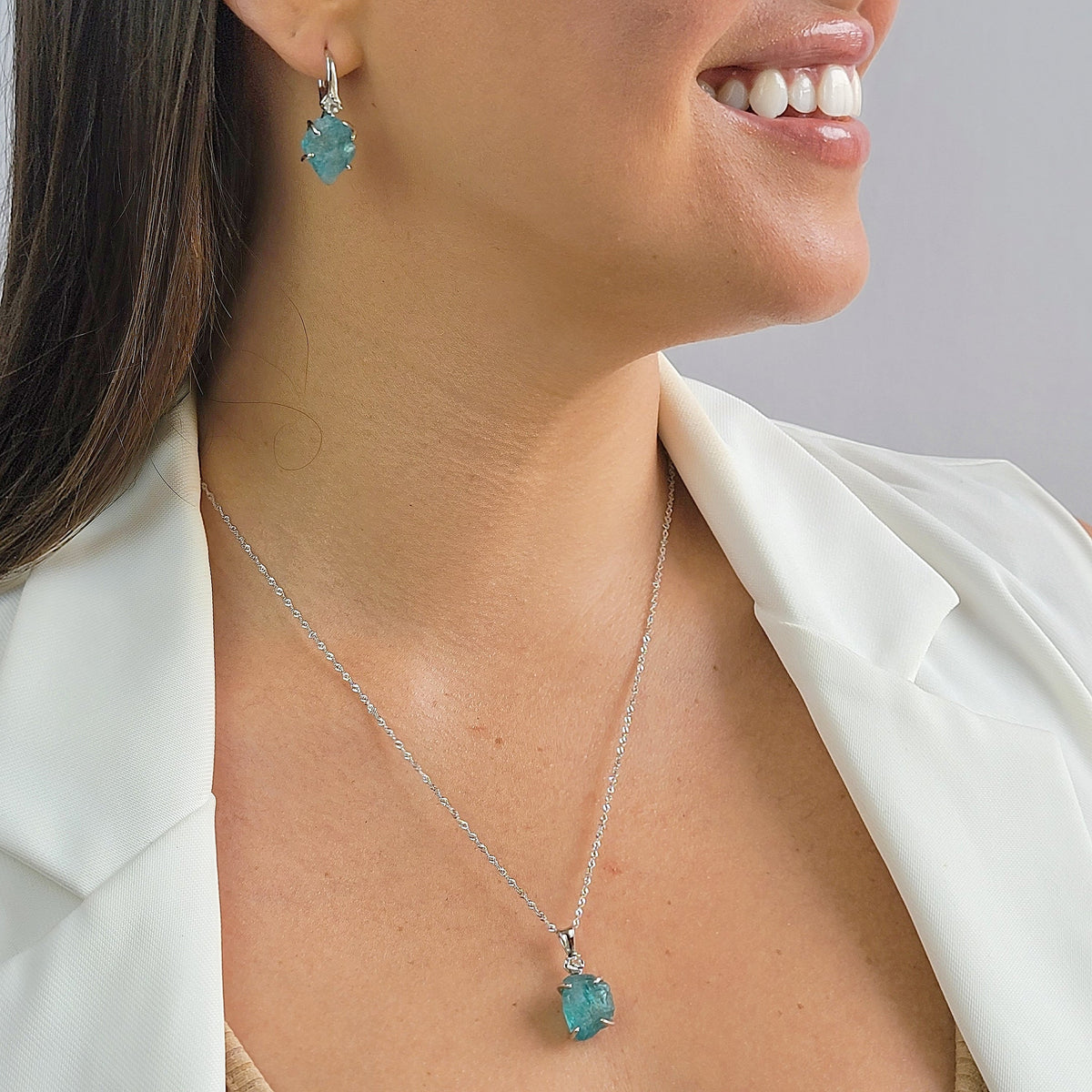 Raw Blue Apatite Earrings