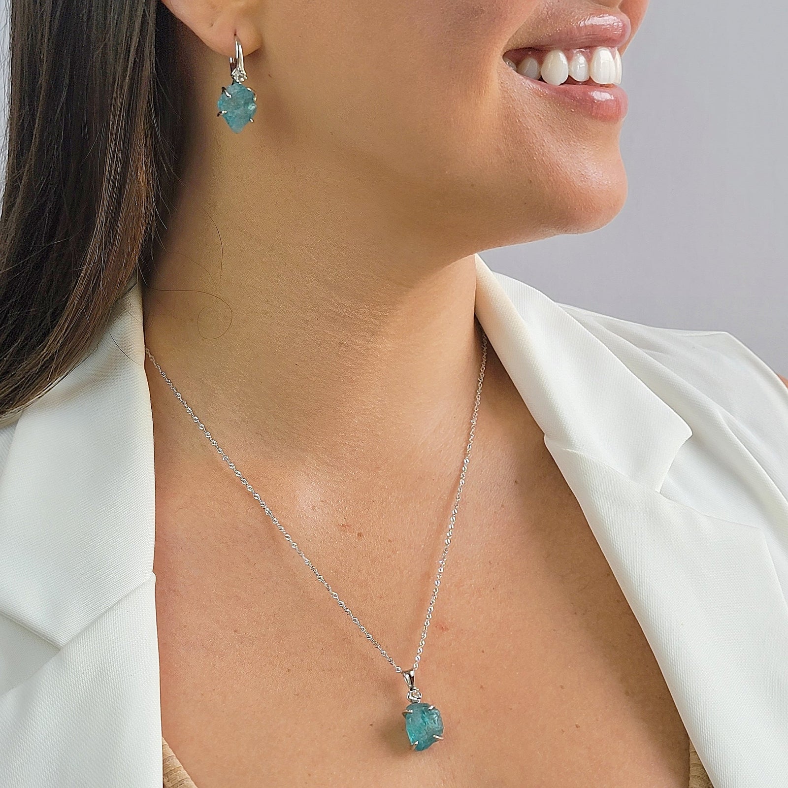 Raw Blue Apatite Earrings