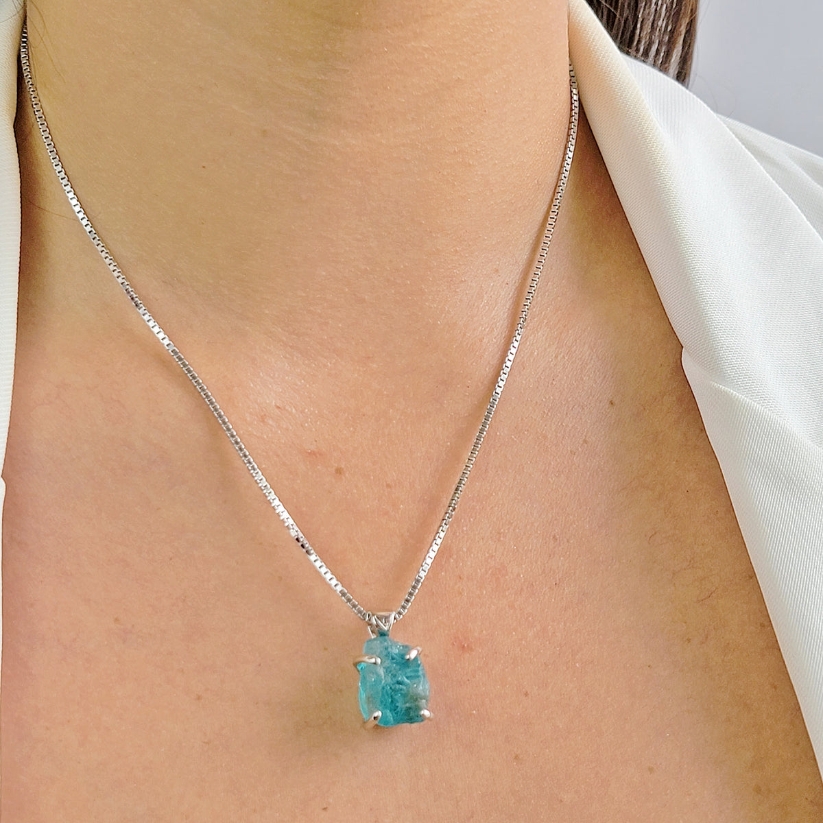 Raw Blue Apatite Pendant