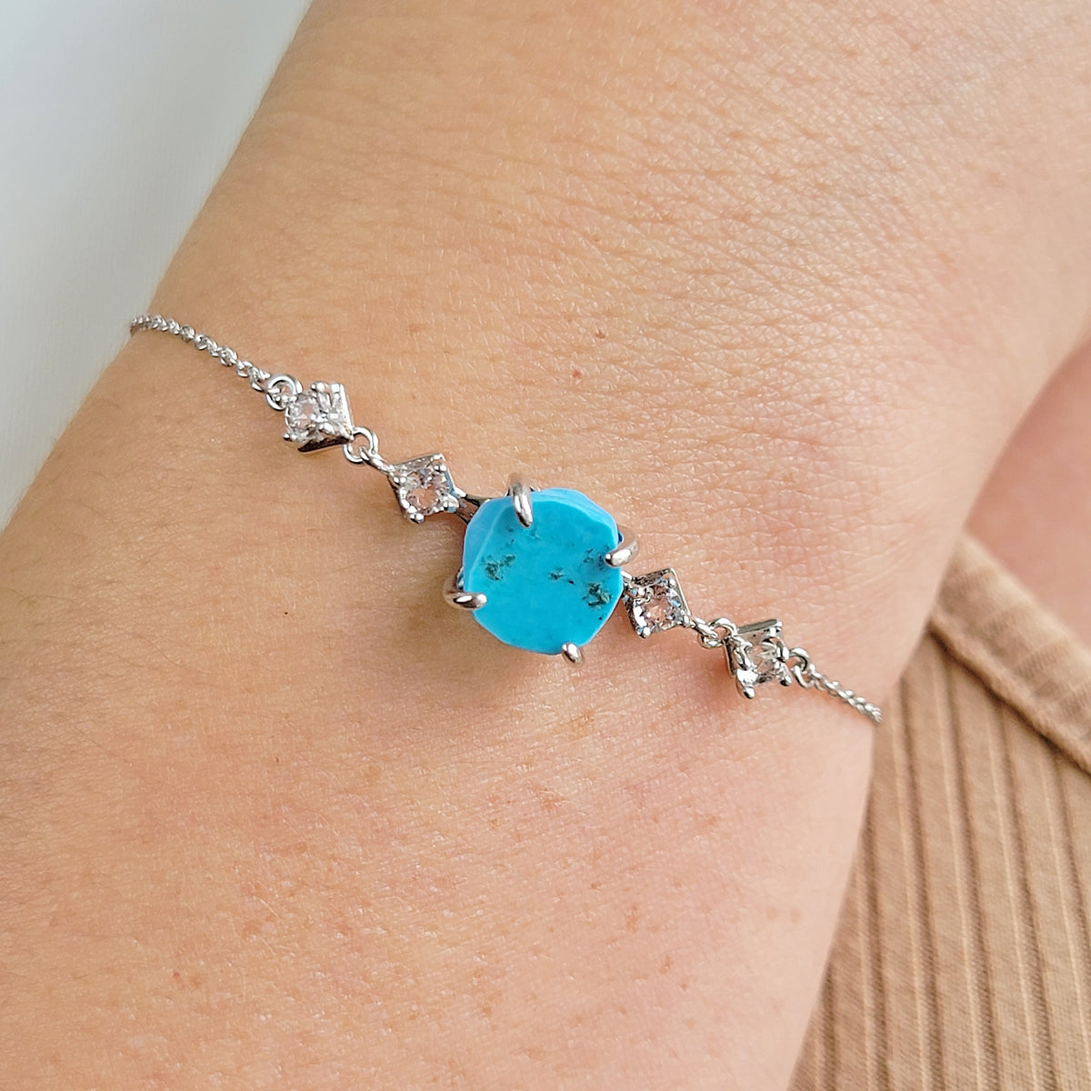 Raw Turquoise Chain Bracelet