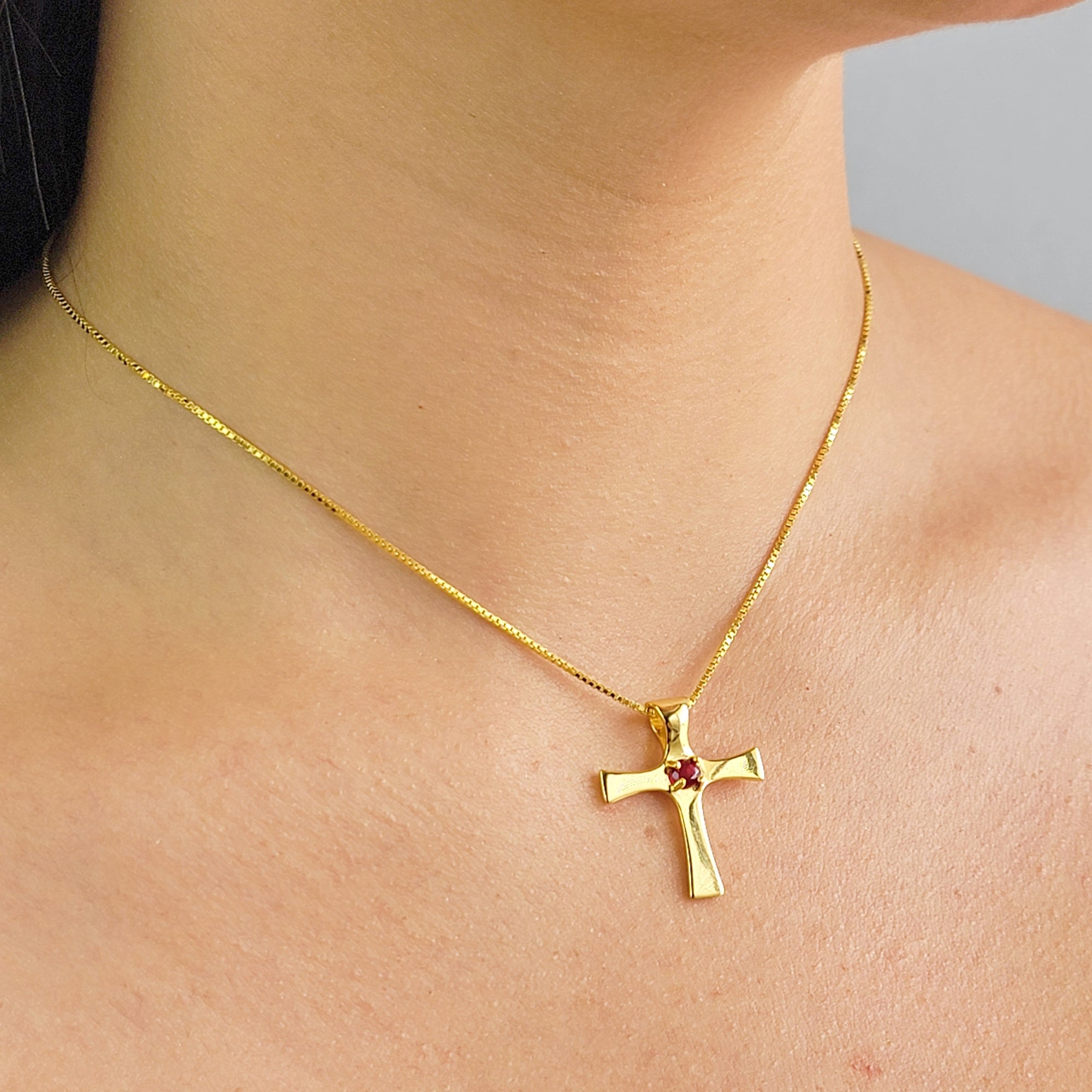 Real Ruby Cross Necklace