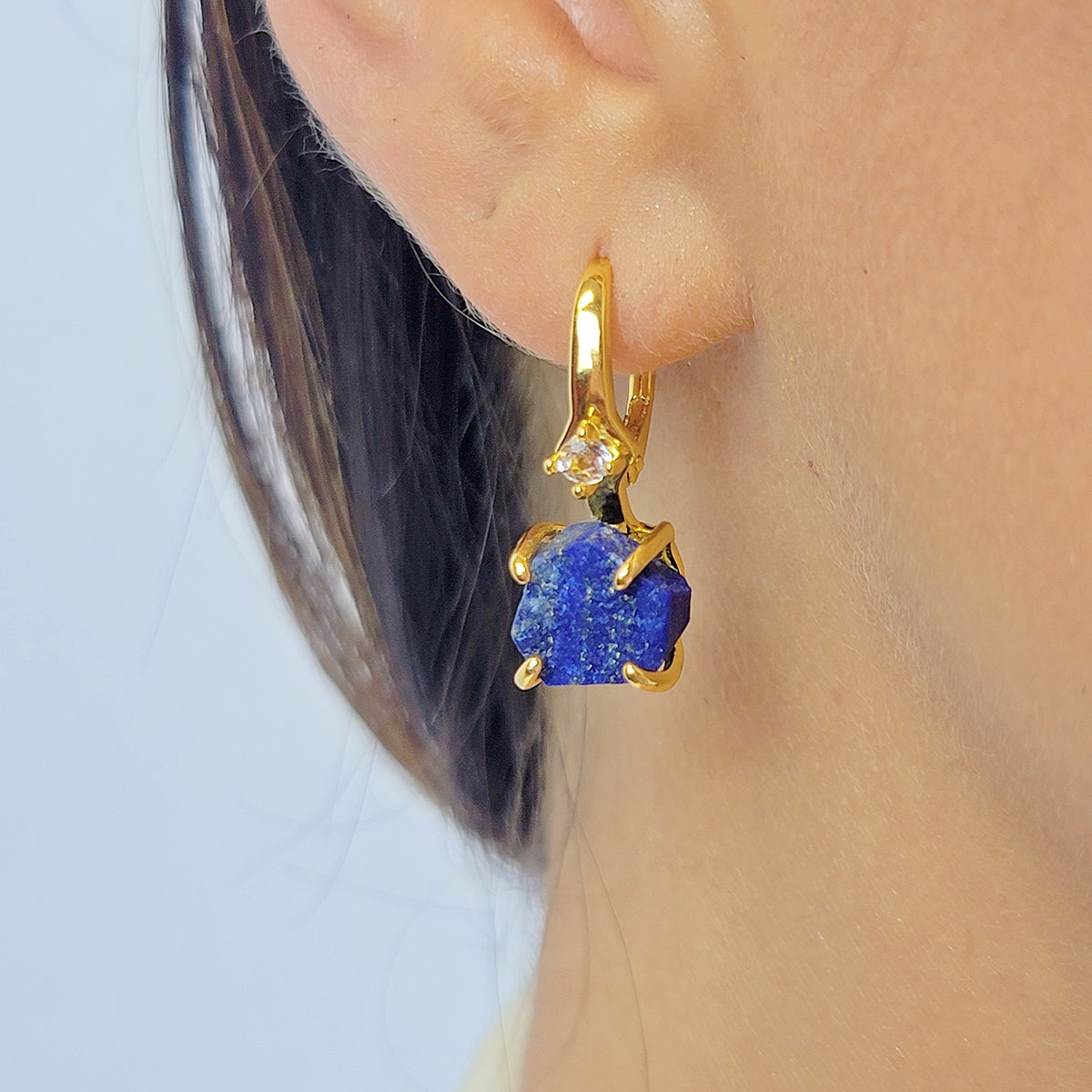 Raw Lapis Lazuli Drop Earrings