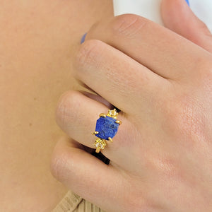 Raw Lapis Lazuli Ring Bracelet Set