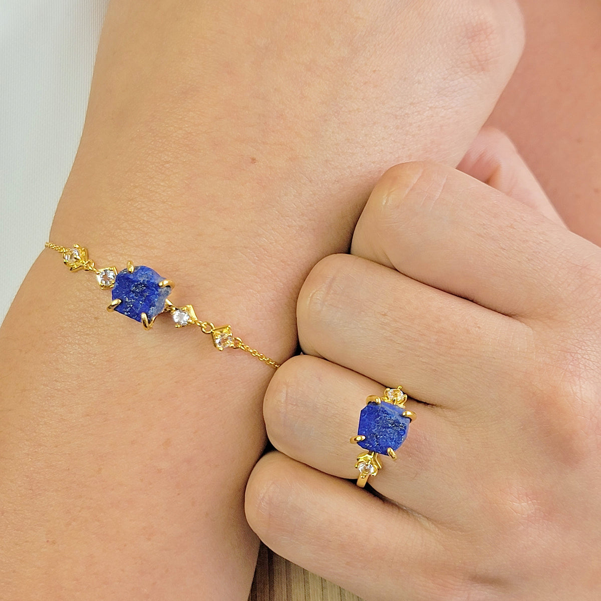 Raw Lapis Lazuli Chain Bracelet