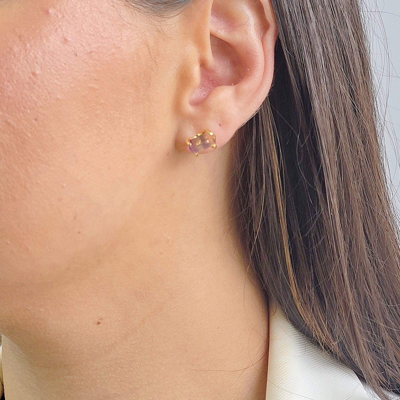 Raw Rainbow Fluorite Stud Earrings