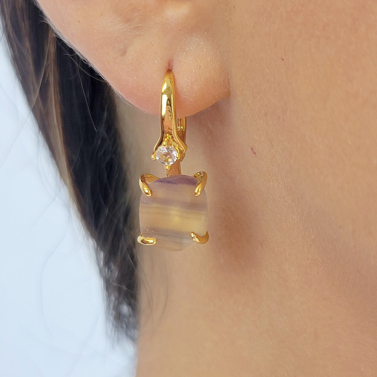 Raw Rainbow Fluorite Earrings