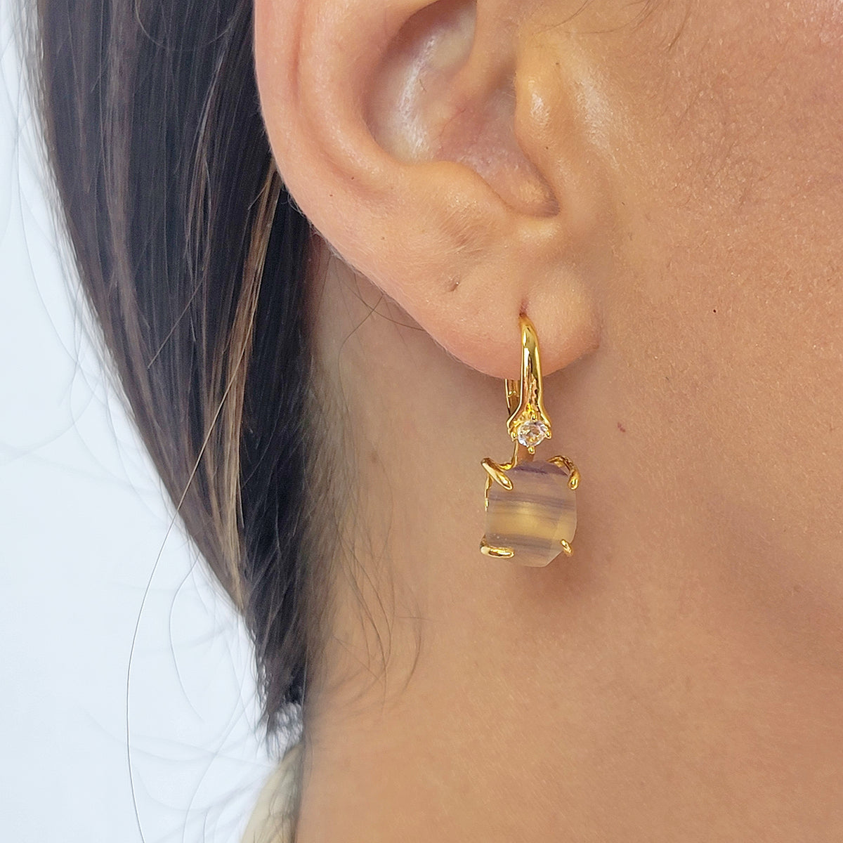 Raw Rainbow Fluorite Earrings