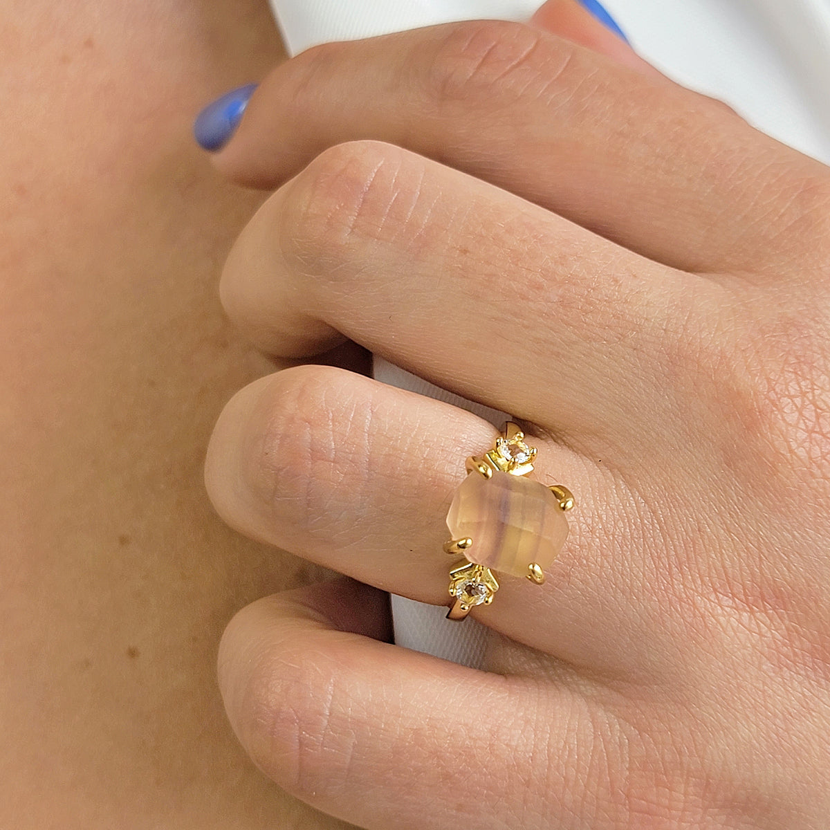 Raw Rainbow Fluorite Ring