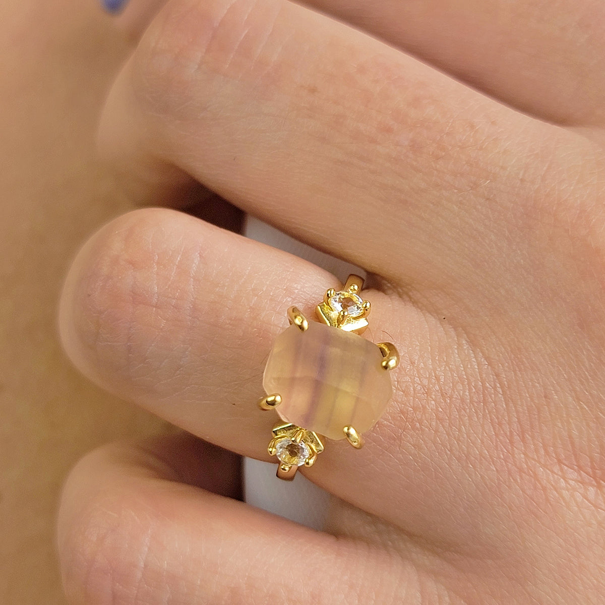 Raw Rainbow Fluorite Ring