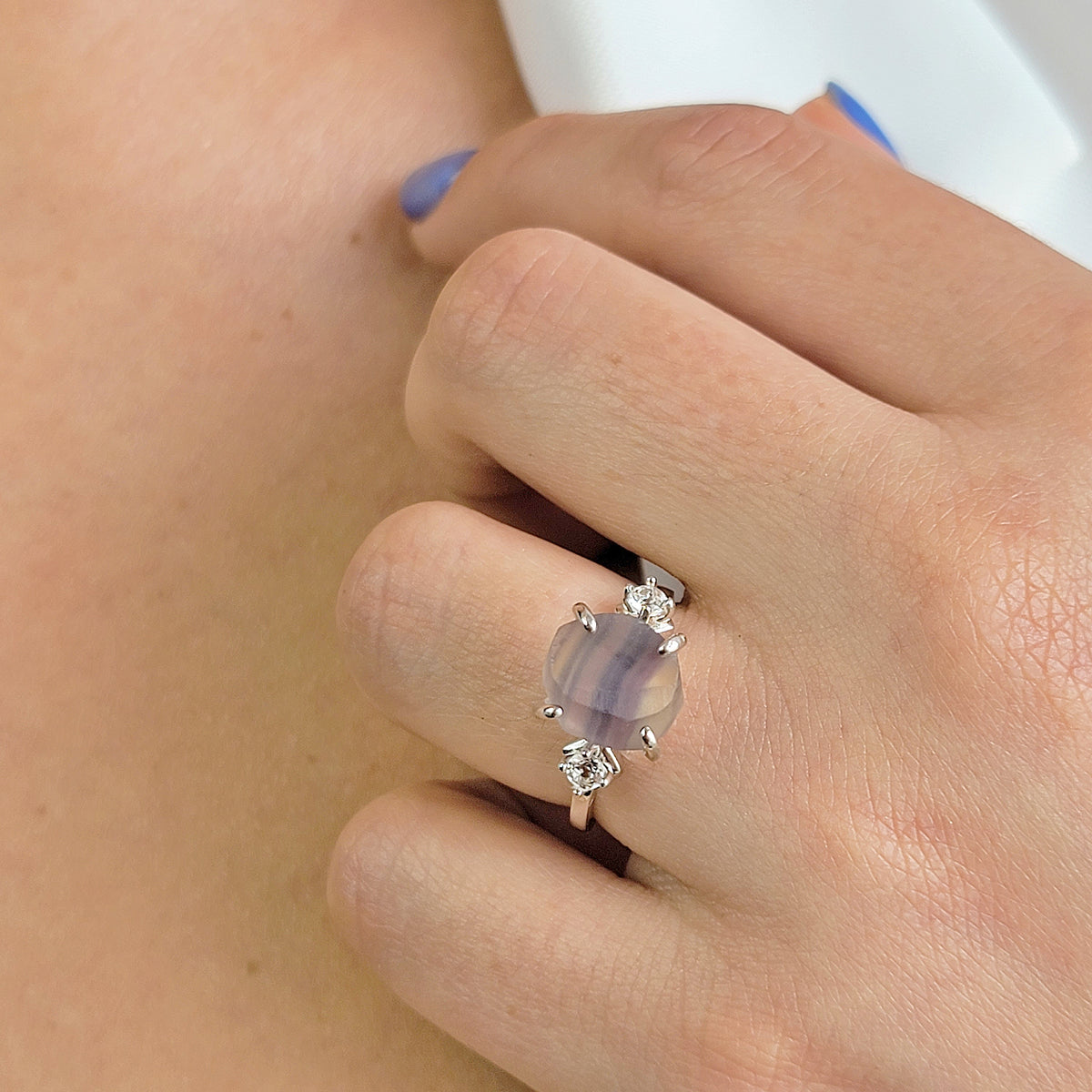 Raw Rainbow Fluorite Ring