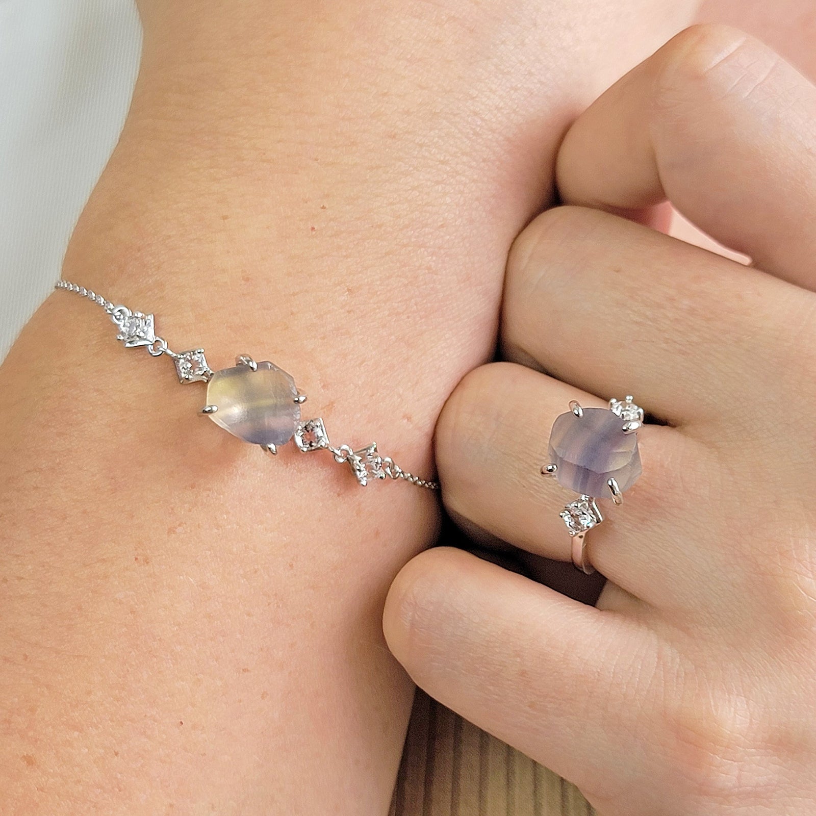 Raw Rainbow Fluorite Bracelet