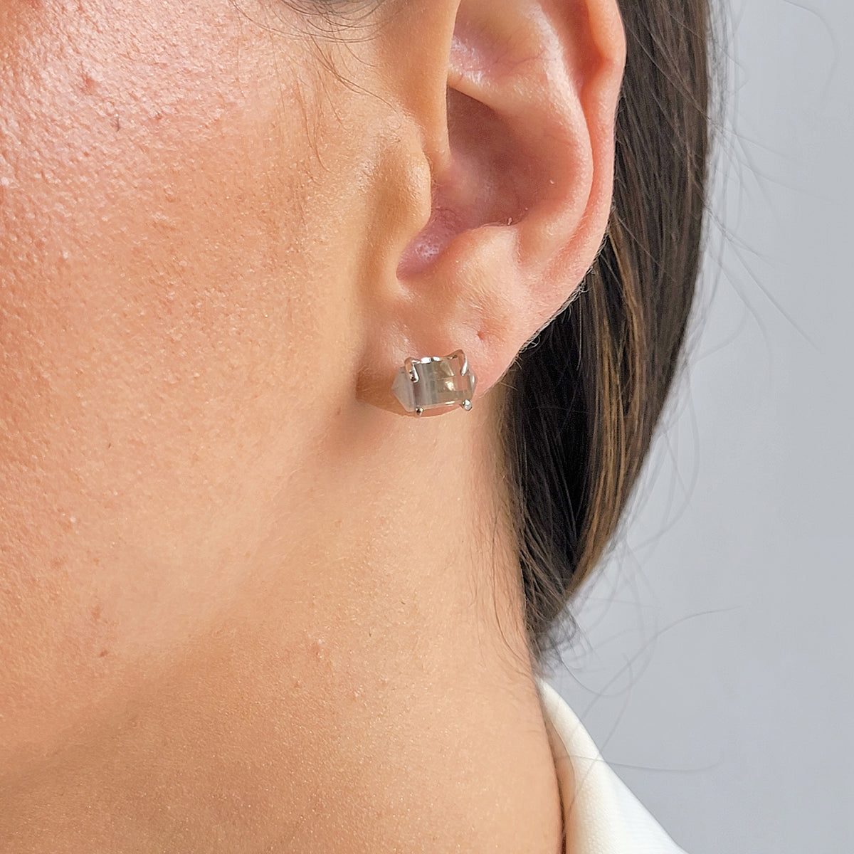 Raw Rainbow Fluorite Stud Earrings