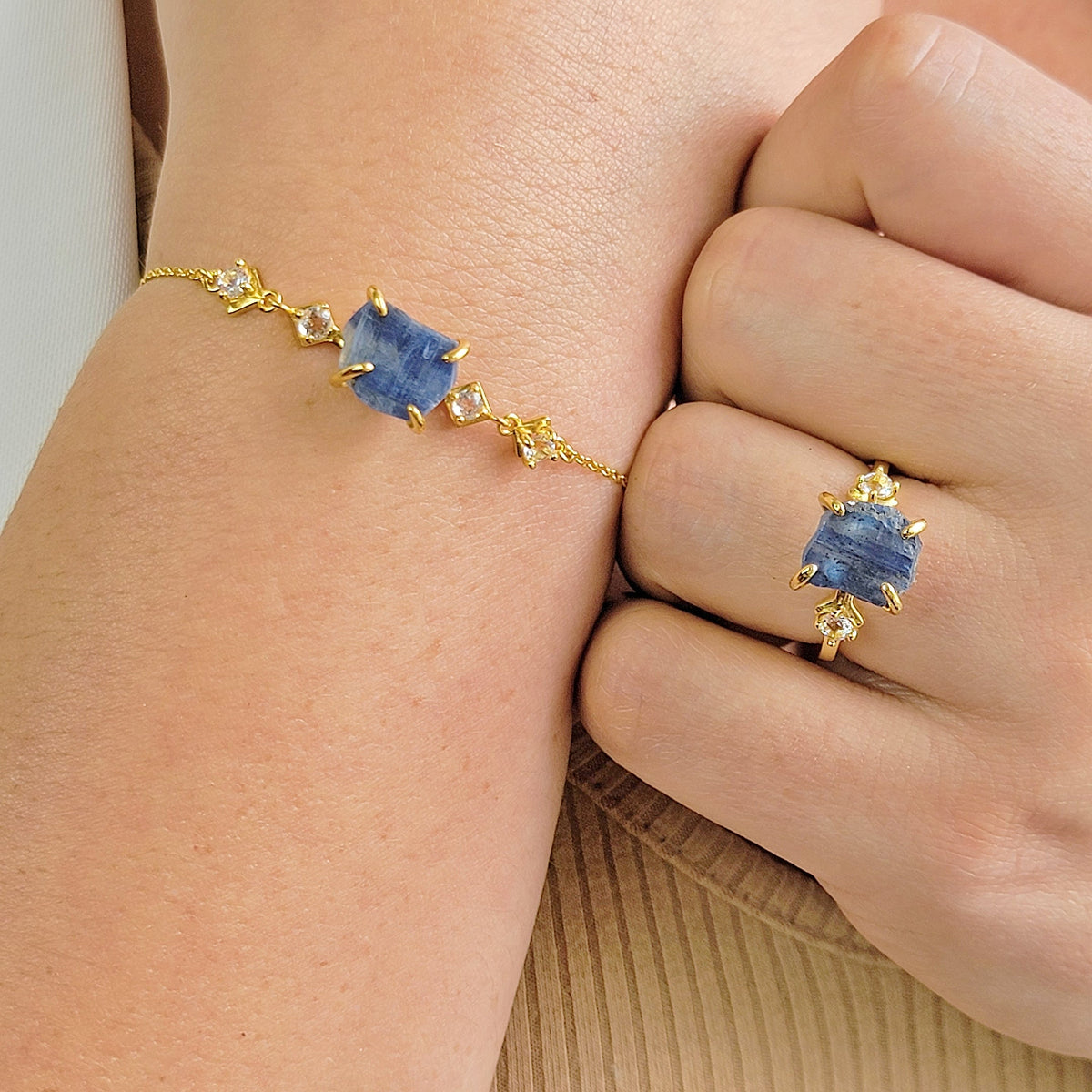 Raw Blue Kyanite Jewelry Set