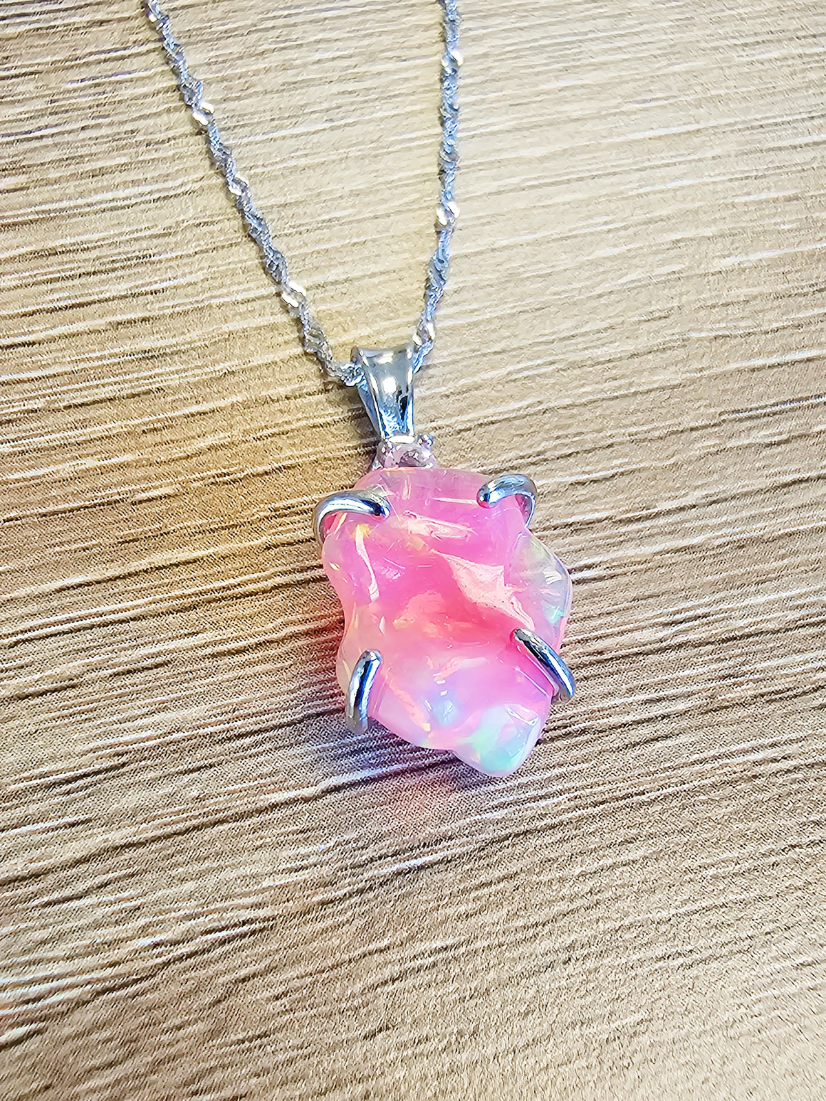 Raw Pink Opal Necklace
