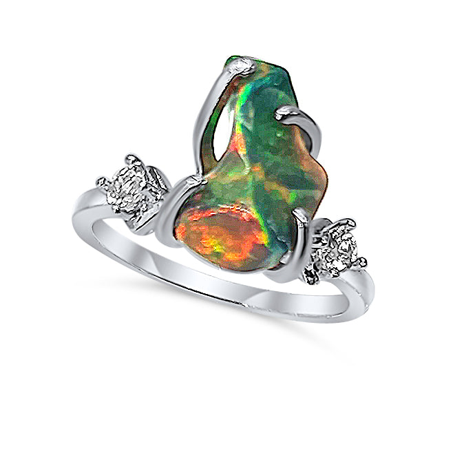 Raw Black Opal Stone Ring