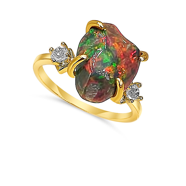 Raw Black Opal Stone Ring