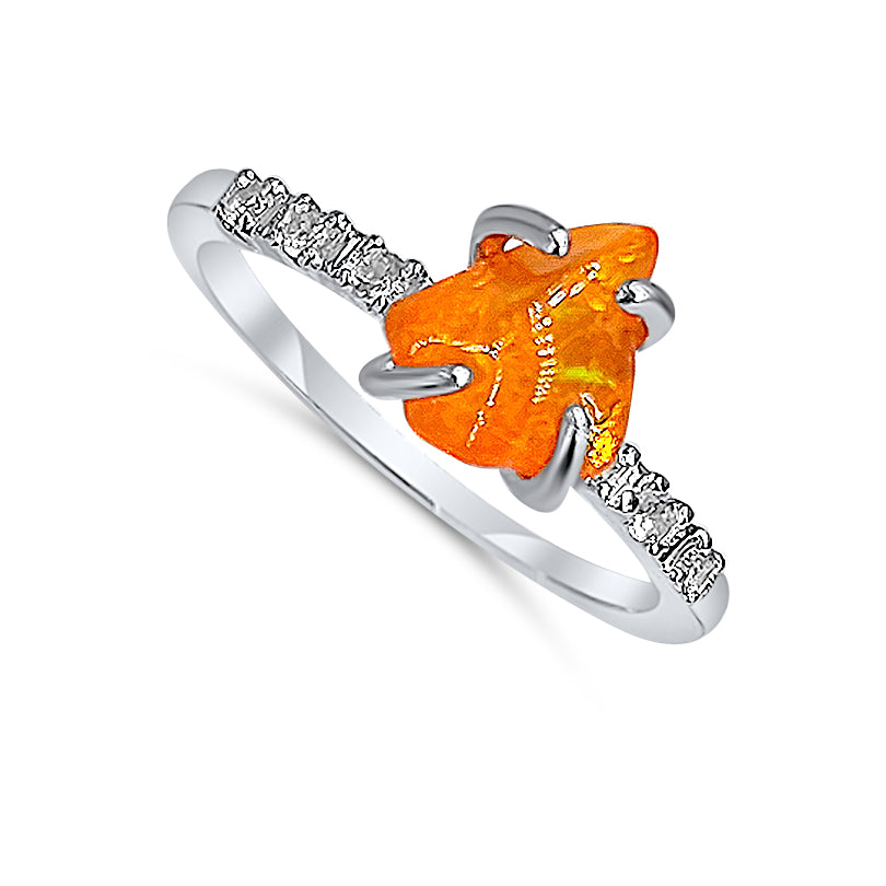 Raw Fire Opal Dainty Ring