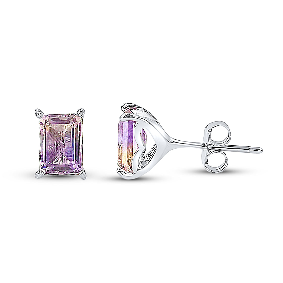 Ametrine Heart Stud Earrings