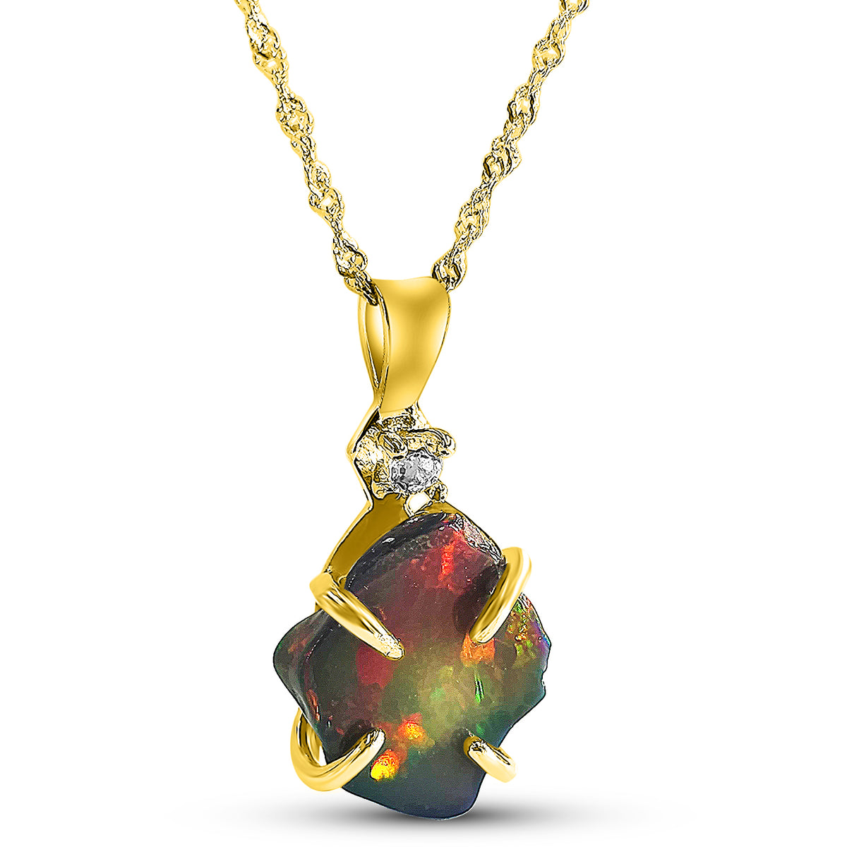 Raw Black Opal Necklace