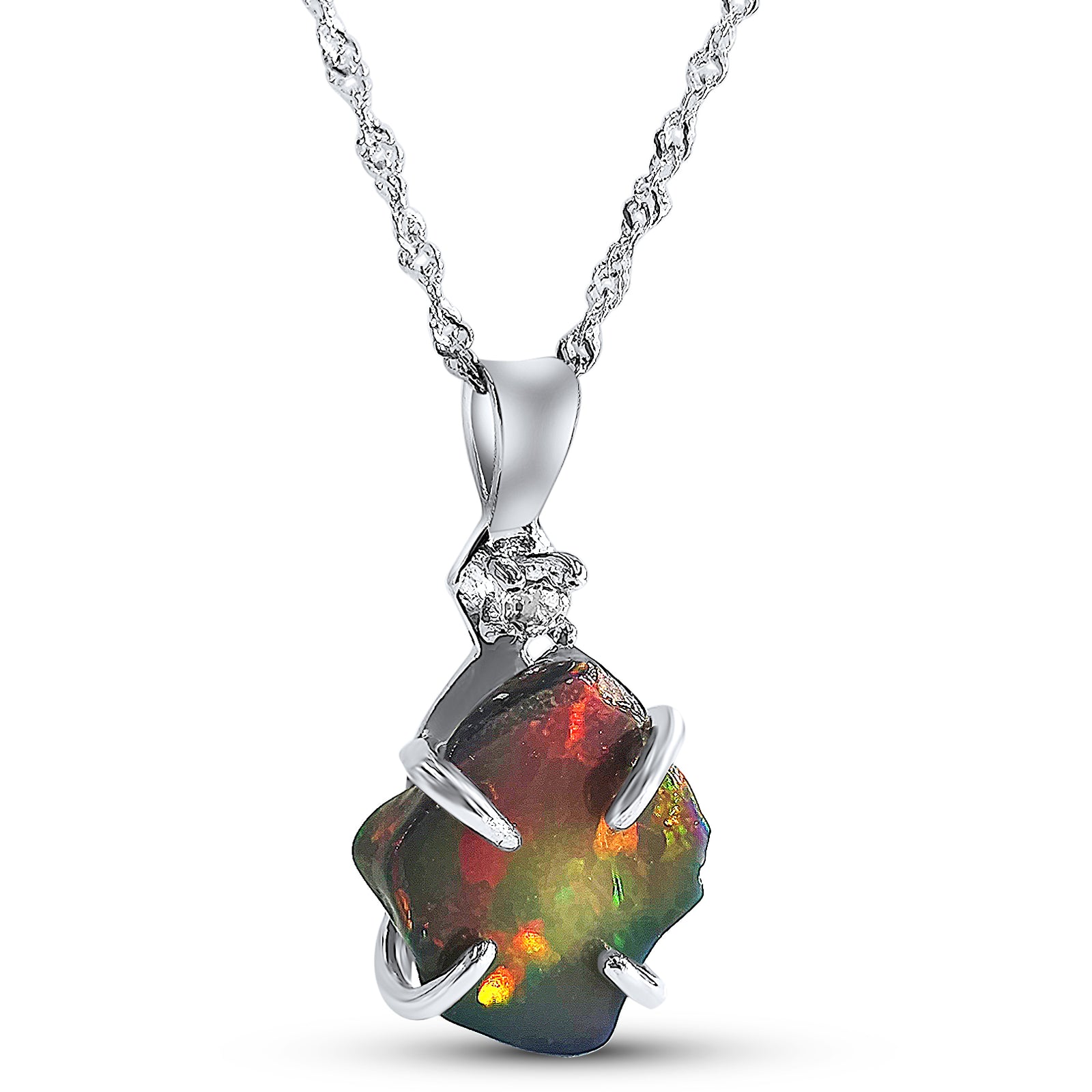 Raw Black Opal Necklace