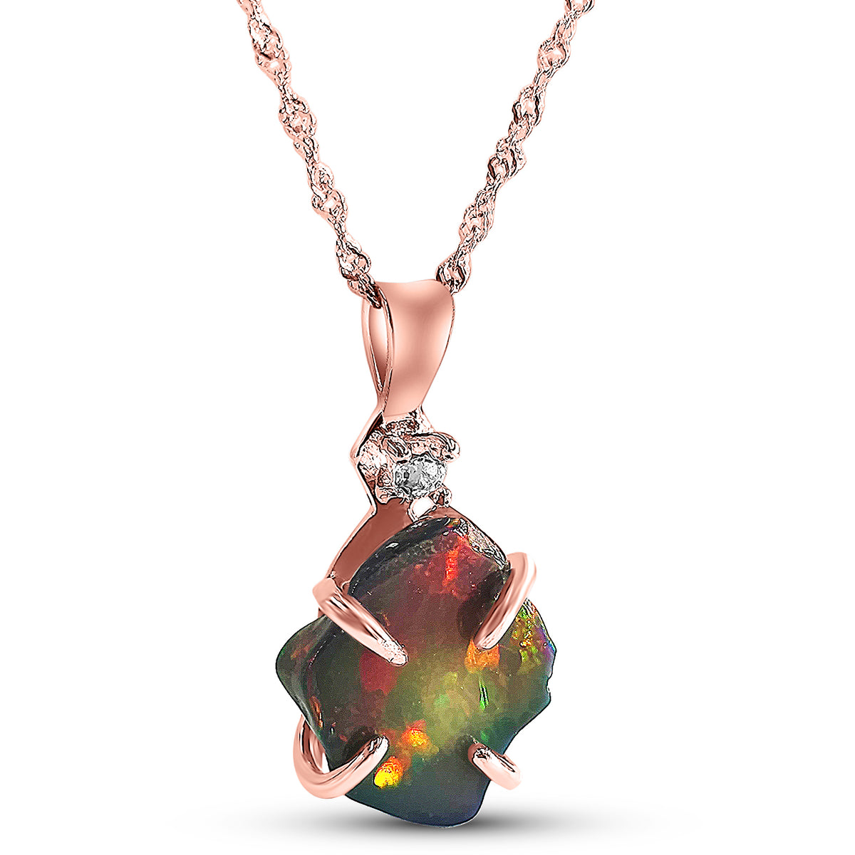 Raw Black Opal Necklace