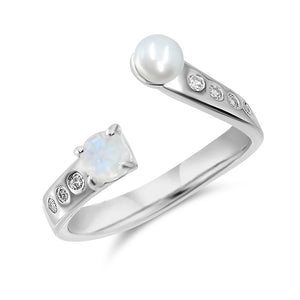 Pearl and Gemstone Adjustable Ring