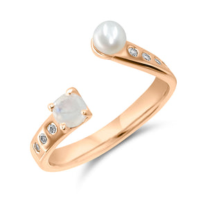 Pearl and Gemstone Adjustable Ring