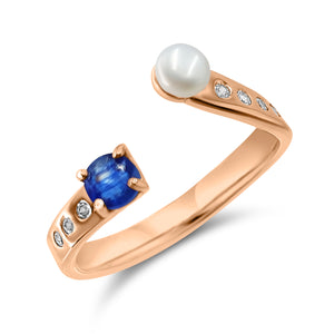 Pearl and Gemstone Adjustable Ring