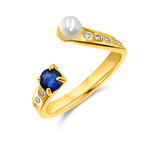 Pearl and Gemstone Adjustable Ring