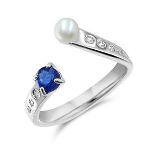 Pearl and Gemstone Adjustable Ring