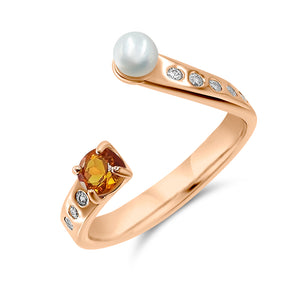 Pearl and Gemstone Adjustable Ring