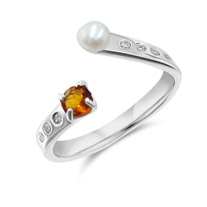 Pearl and Gemstone Adjustable Ring