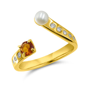 Pearl and Gemstone Adjustable Ring