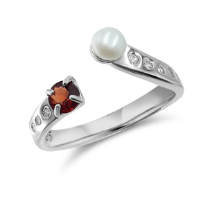 Pearl and Gemstone Adjustable Ring