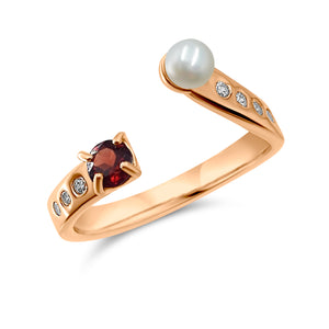 Pearl and Gemstone Adjustable Ring