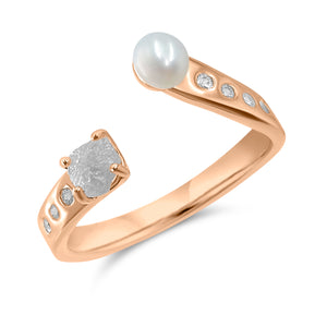 Pearl and Gemstone Adjustable Ring