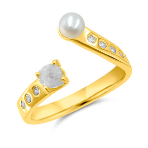 Pearl and Gemstone Adjustable Ring