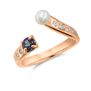 Pearl and Gemstone Adjustable Ring