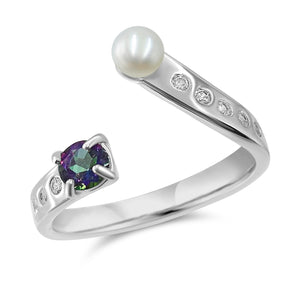 Pearl and Gemstone Adjustable Ring