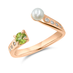 Pearl and Gemstone Adjustable Ring