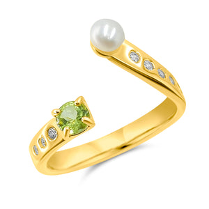 Pearl and Gemstone Adjustable Ring