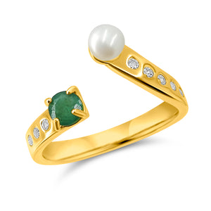 Pearl and Gemstone Adjustable Ring