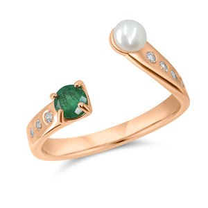 Pearl and Gemstone Adjustable Ring