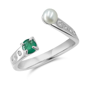 Pearl and Gemstone Adjustable Ring