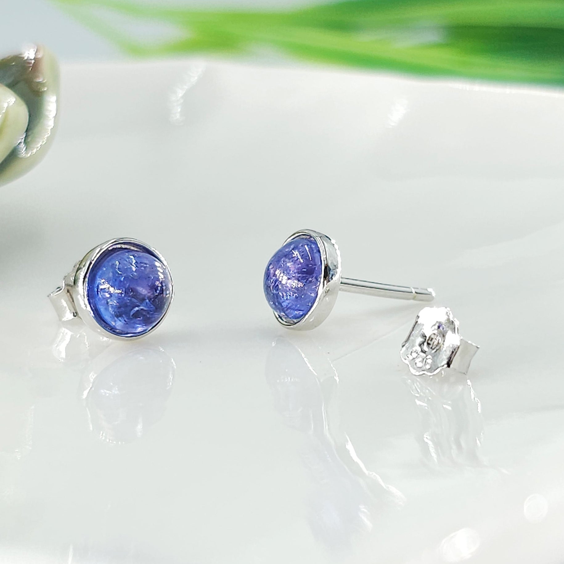 Real Tanzanite Stud Earrings