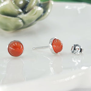 Real Carnelian Stud Earrings