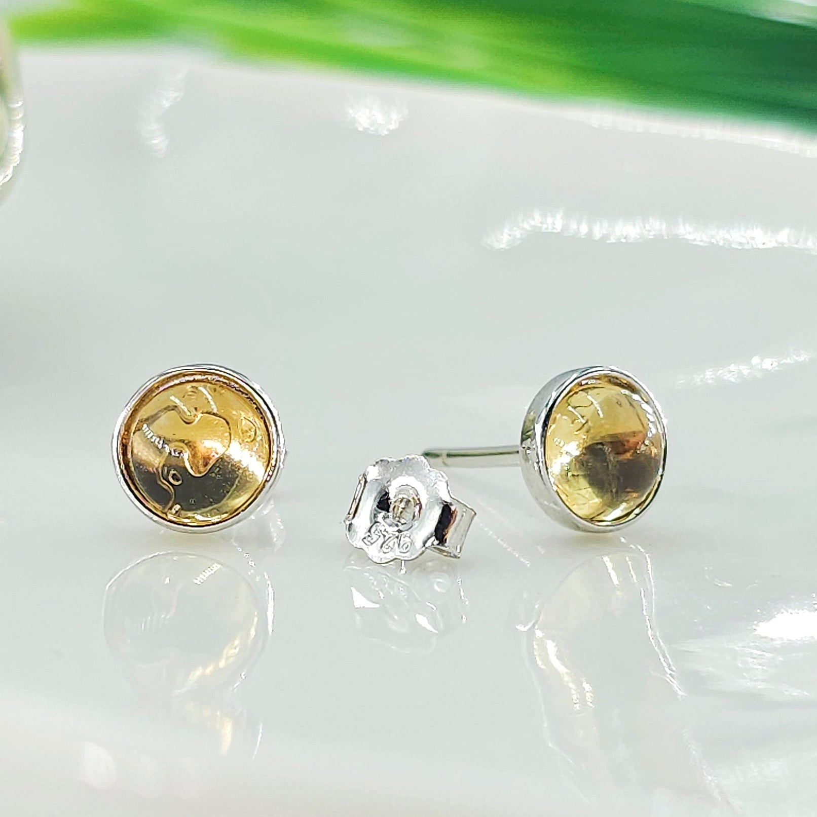 Real Citrine Stud Earrings