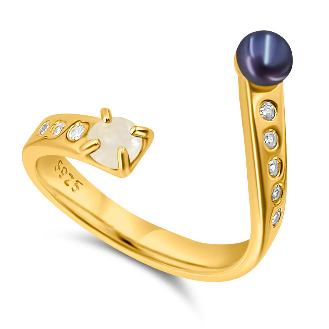 Pearl and Gemstone Adjustable Ring