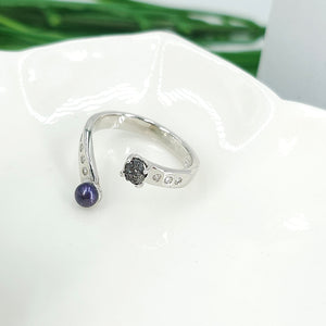 Pearl and Gemstone Adjustable Ring